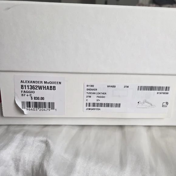 Alexander McQueen Tuscan Leather Sneaker Faggio Size 37 Never Worn Sneakers